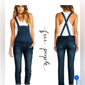Free People Blue Denim Overalls Backless Style. Size 27.  Excellent condition.
